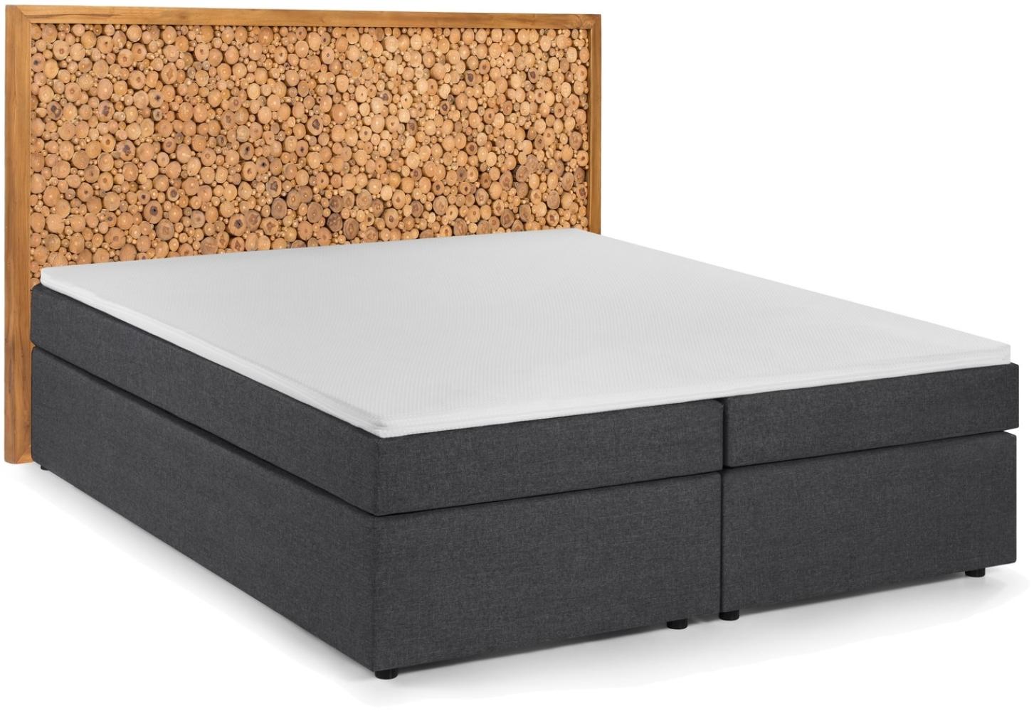 SIT-Möbel Bett mit Kopfteil aus Astscheiben, dunkelgrau, 220 x 213 x 120 cm Bild 1