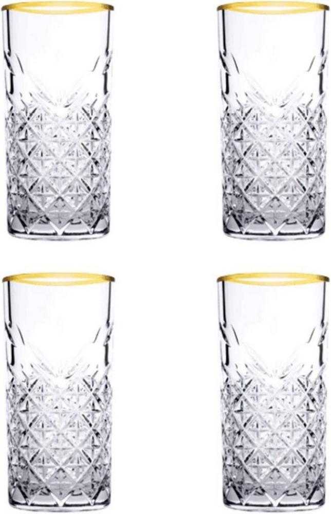 Pasabahce Timeless Trinkgläser Set, Glas gold, Set aus 4 Longdrinkgläsern, für ein 4 Pers. Gedeck, in edler Kristall Optik, geschliffen gold Bild 1