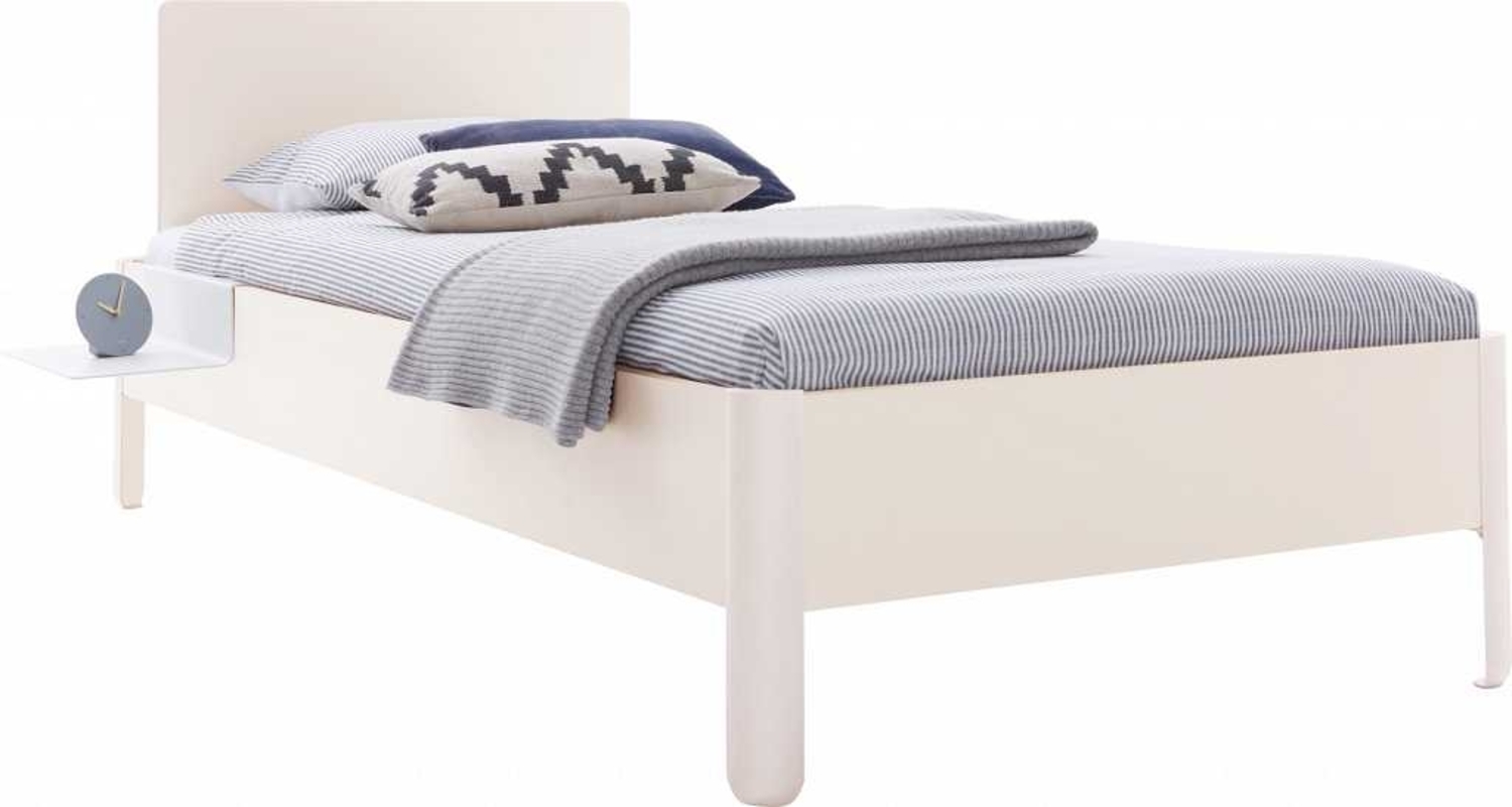 NAIT Einzelbett farbig lackiert 90 x 210cm Mit Kopfteil Offwhite Bild 1