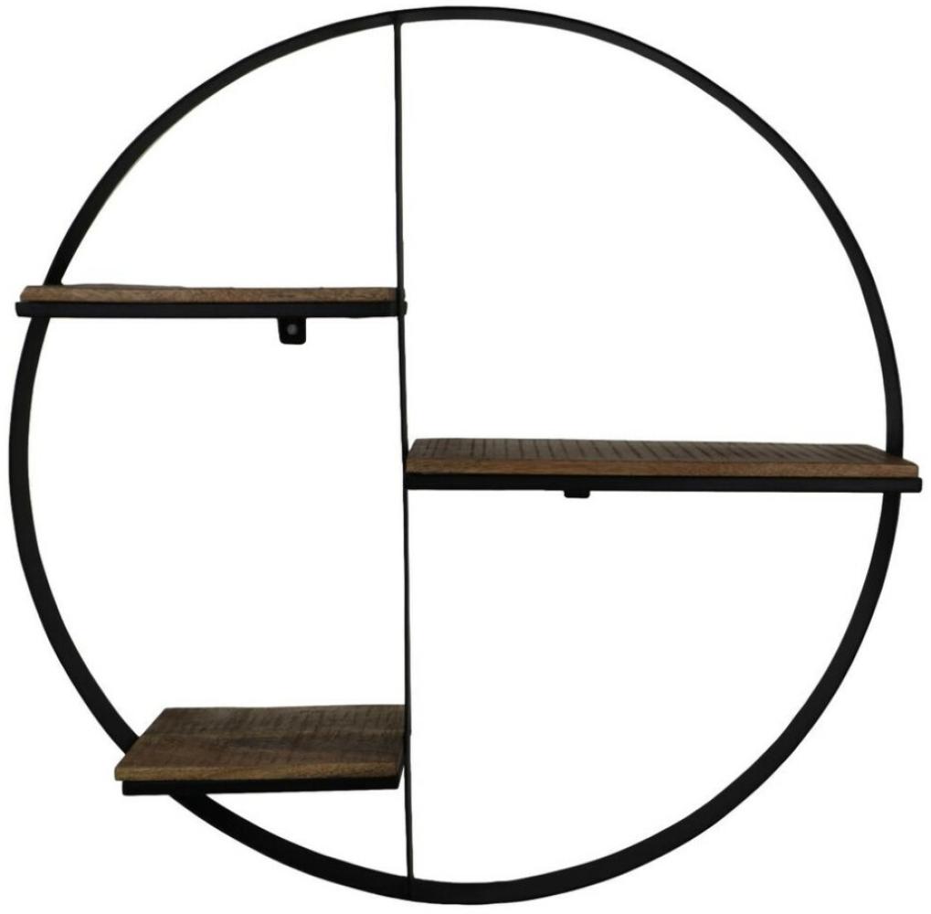 HSM Wandregal - Rund - ø80 cm - Eisen / Mangoholz - Natur / Schwarz Bild 1