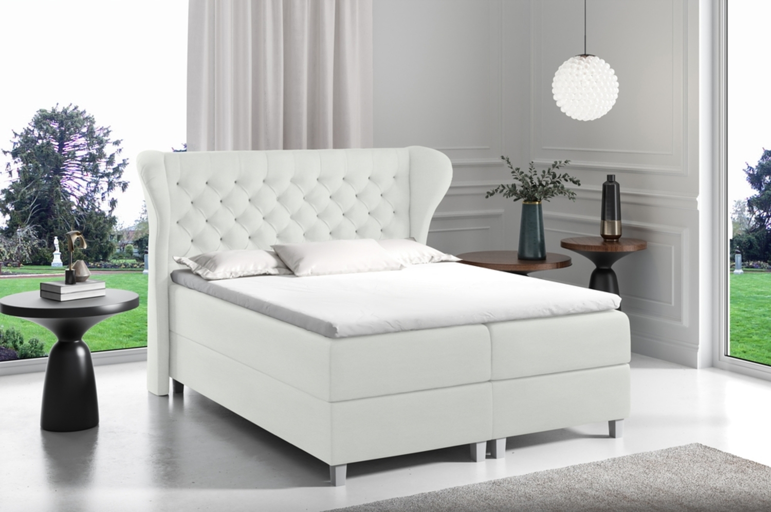 99rooms Turin Boxspringbett Kunstleder 200x200 cm Weiß Bild 1