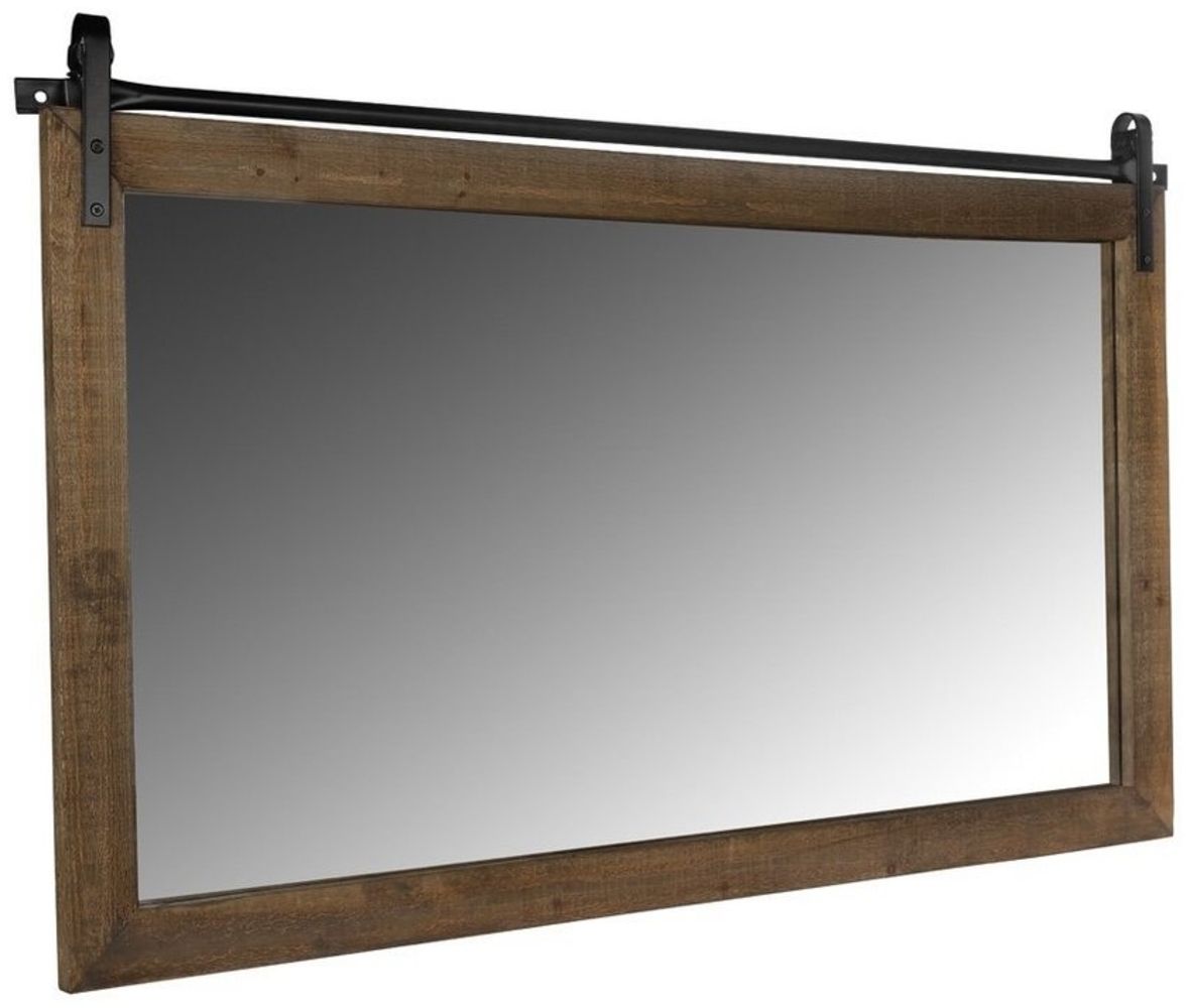 Wandpiegel Holzrahmen rollbar braun 86 x 71 cm Rustikal Landhausstil Vintage Bild 1