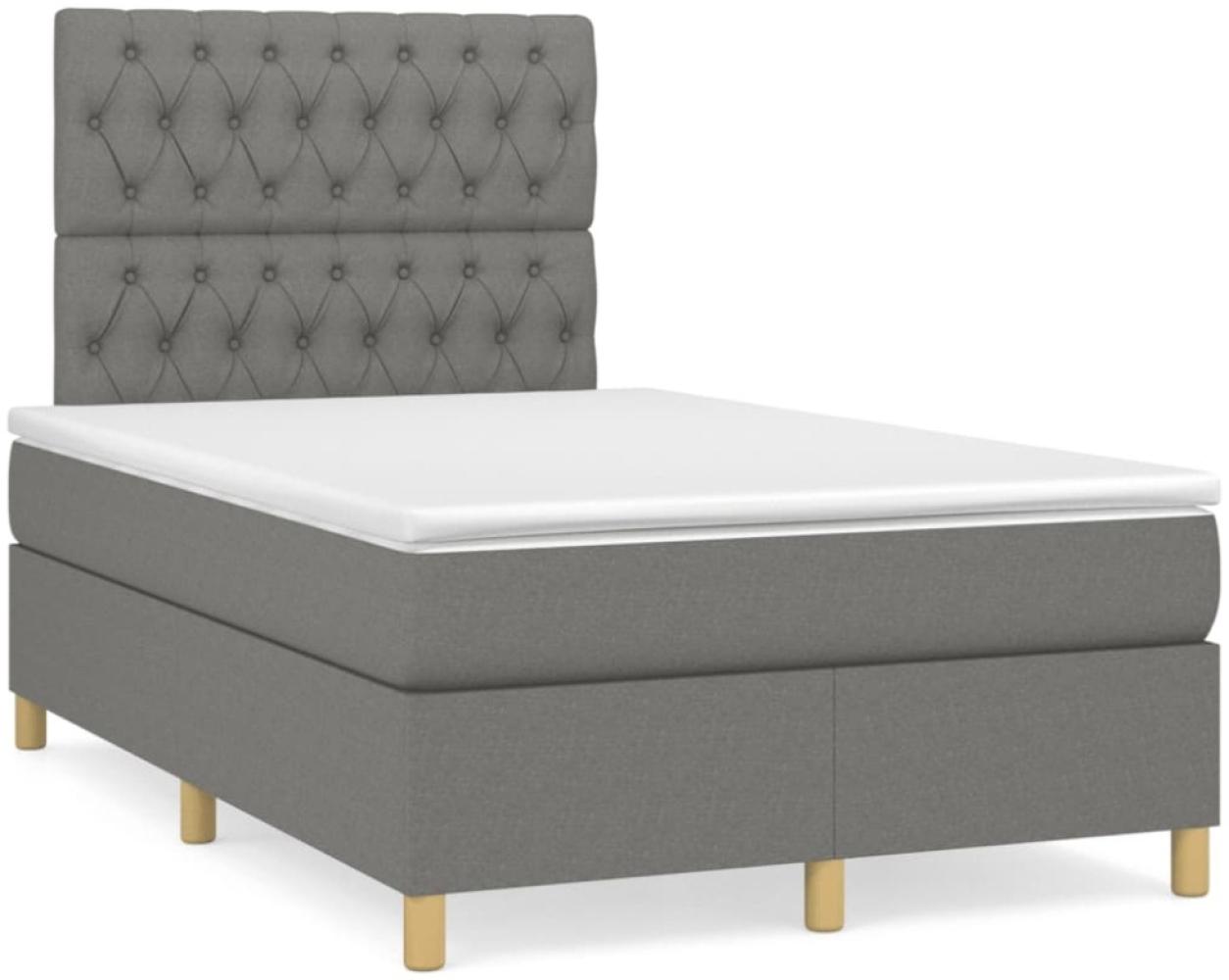 vidaXL Boxspringbett mit Matratze Dunkelgrau 120x190 cm Stoff 3269952 Bild 1