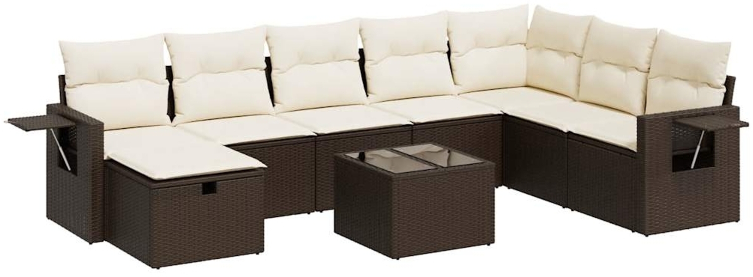 vidaXL 9-tlg. Garten-Sofagarnitur mit Kissen Braun Poly Rattan 3325549 Bild 1