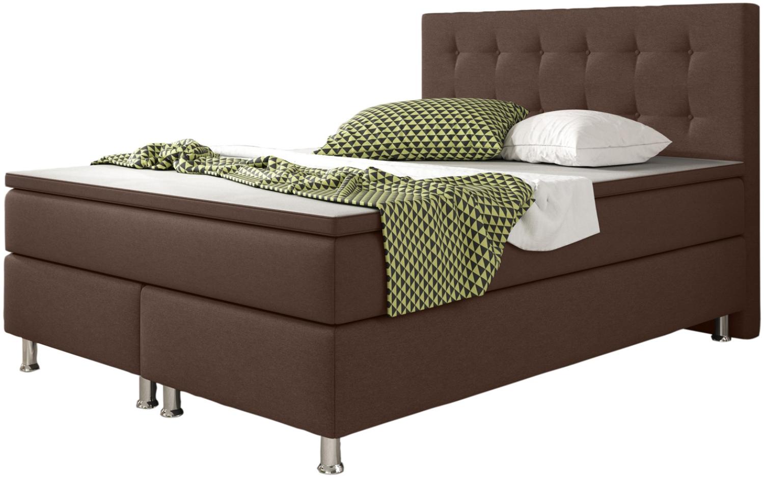 Inter Boxspringbett Köln Webstoff Braun 140x200 cm Bild 1