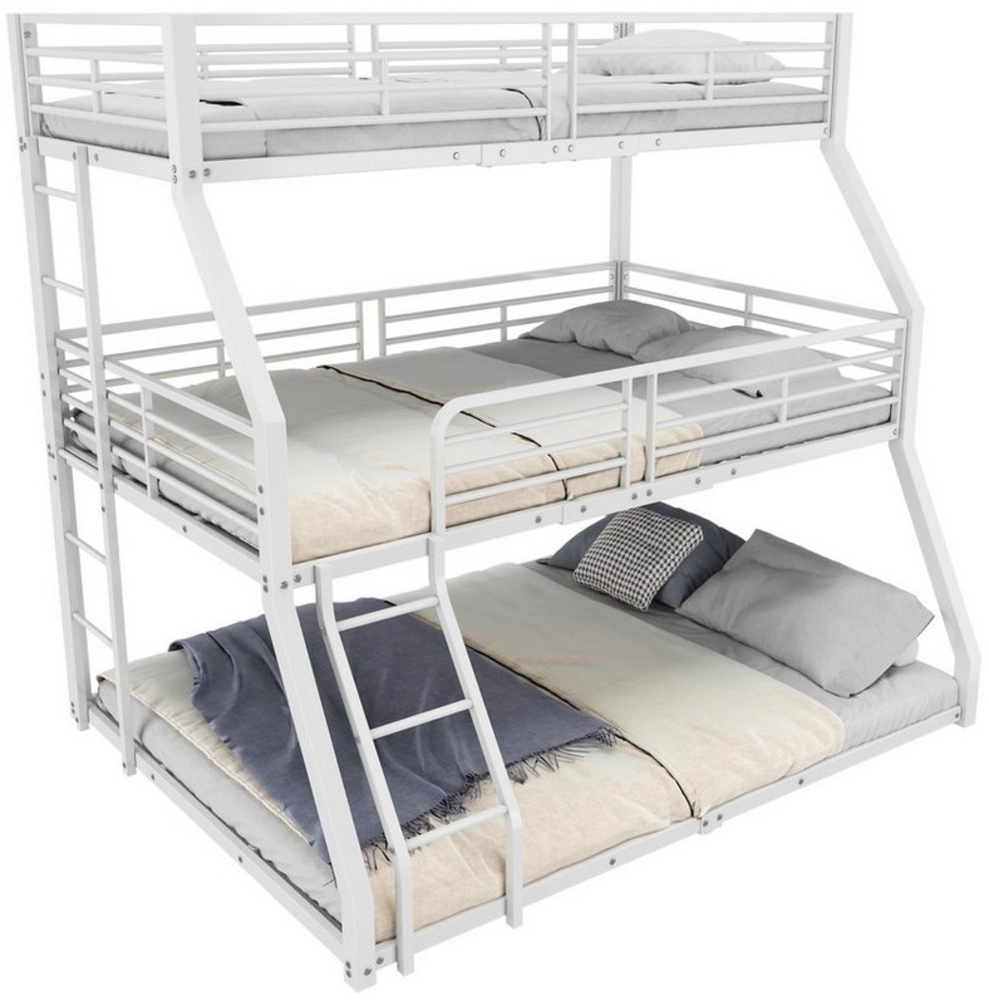 OKWISH Etagenbett Metallbettgestell,Jugendbett Dreifach-Etagenbett (Dreifach-Etagenbett Stahlrahmen, platzsparendes Design mit Leitern, Dreifach-Etagenbett 90x200 cm), ohne Matratze Bild 1