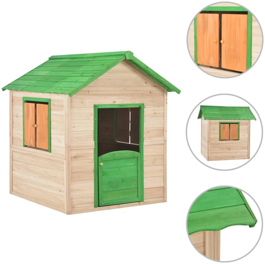 Spielhaus >297318< (LxBxH: 107 x 128 x 128 cm) in Grün und Natur aus Tannenholz Bild 1