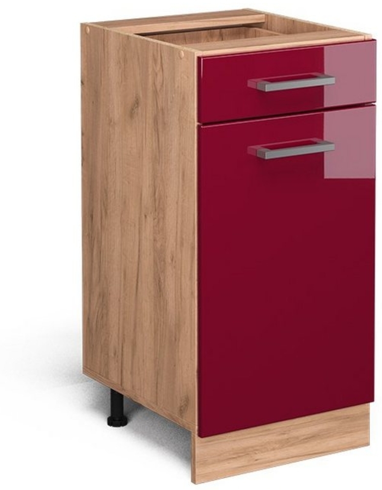 Vicco Küchenschrank Küchenzeile R-Line, Bordeaux Hochglanz, Schubunterschrank 40 cm, ohne AP Bild 1