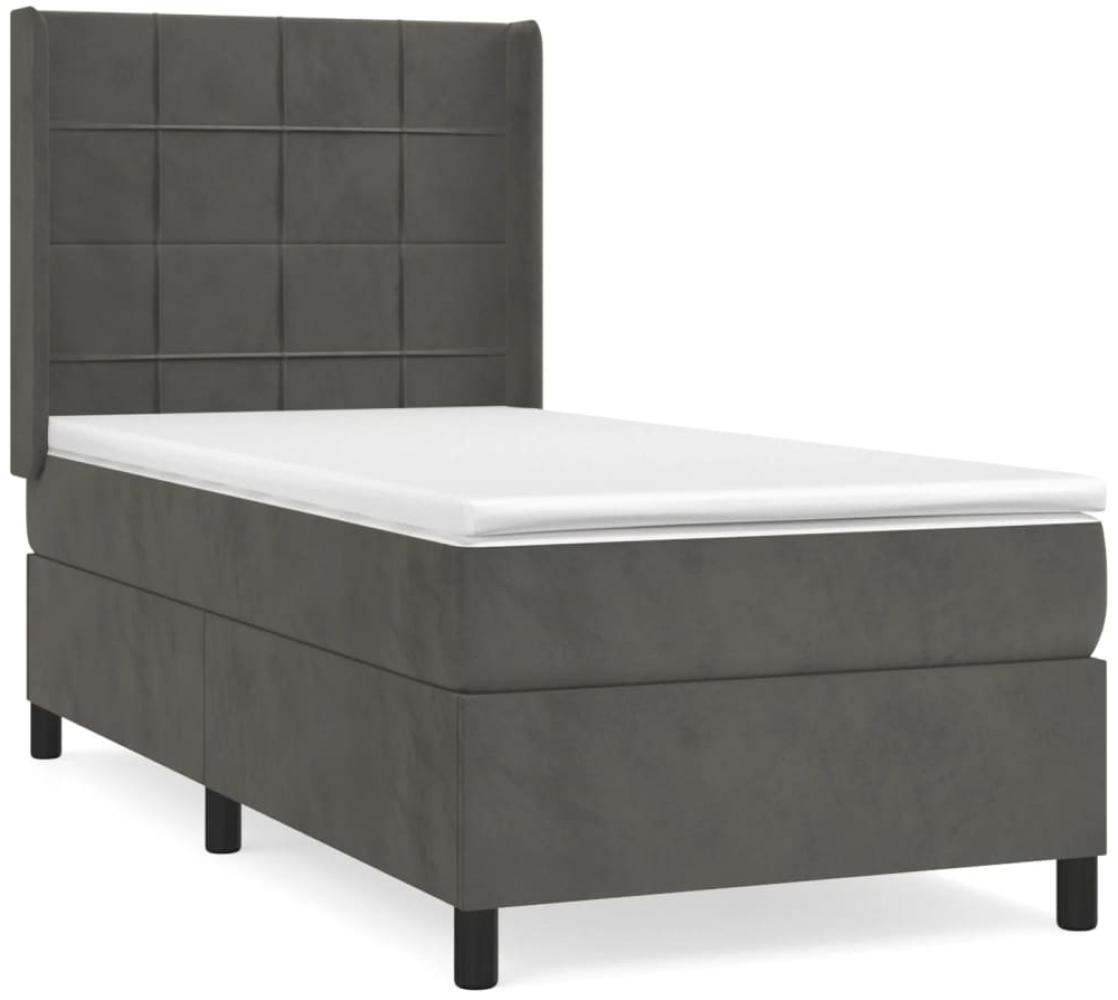vidaXL Boxspringbett mit Matratze Dunkelgrau 90x190 cm Samt 3132652 Bild 1