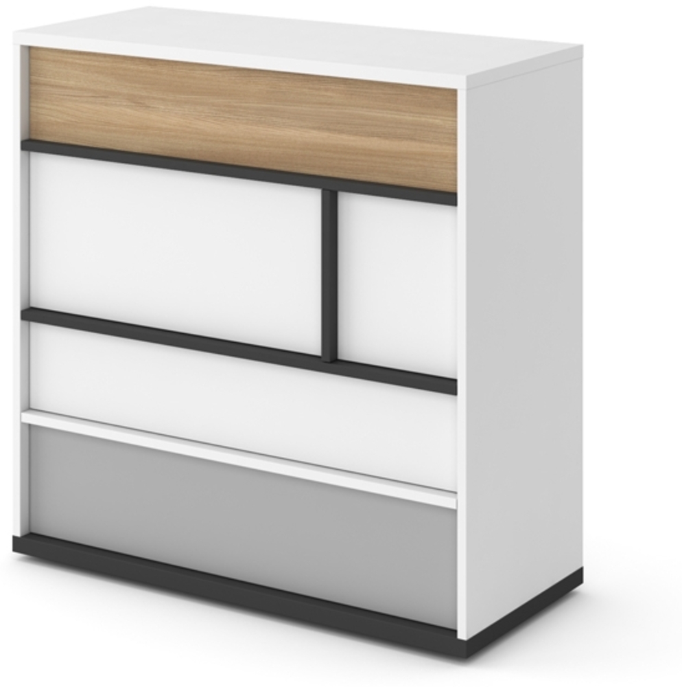 Kommode Imola Schubladenkommode 90cm weiß graphit grau Salisbury Eiche Bild 1