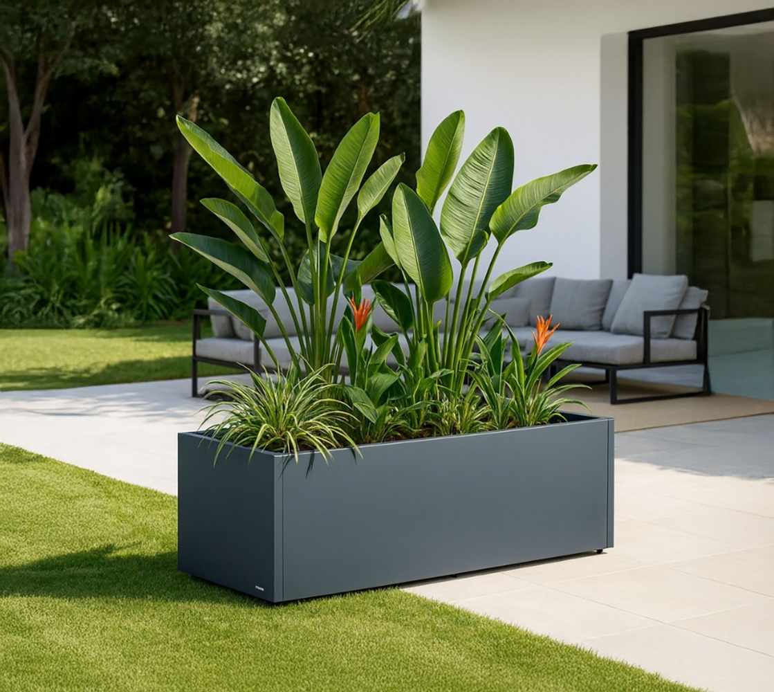 Herstera Garden Metall Pflanzkübel Cube | Anthrazit | 150x50x50 cm Bild 1