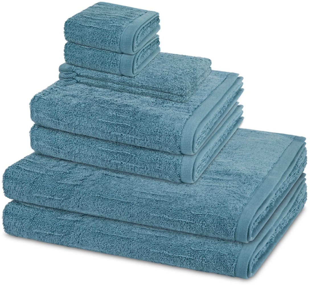 Ross Premium 8 tlg. Frottier-Set - 2 X Handtuch (50 X 100cm), 2 X Duschtuch (70 X 140cm), 2 X Gästetuch (30 X 50cm), 2 X Waschhandschuh (16 X 22cm) - 500 - Petrol Bild 1