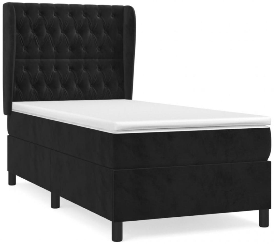 vidaXL Boxspringbett mit Matratze Schwarz 90x190 cm Samt 3129365 Bild 1