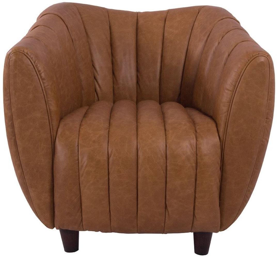 Cocktailsessel Juniper gerippt Vintage Leder "Columbia-Brown" Bild 1