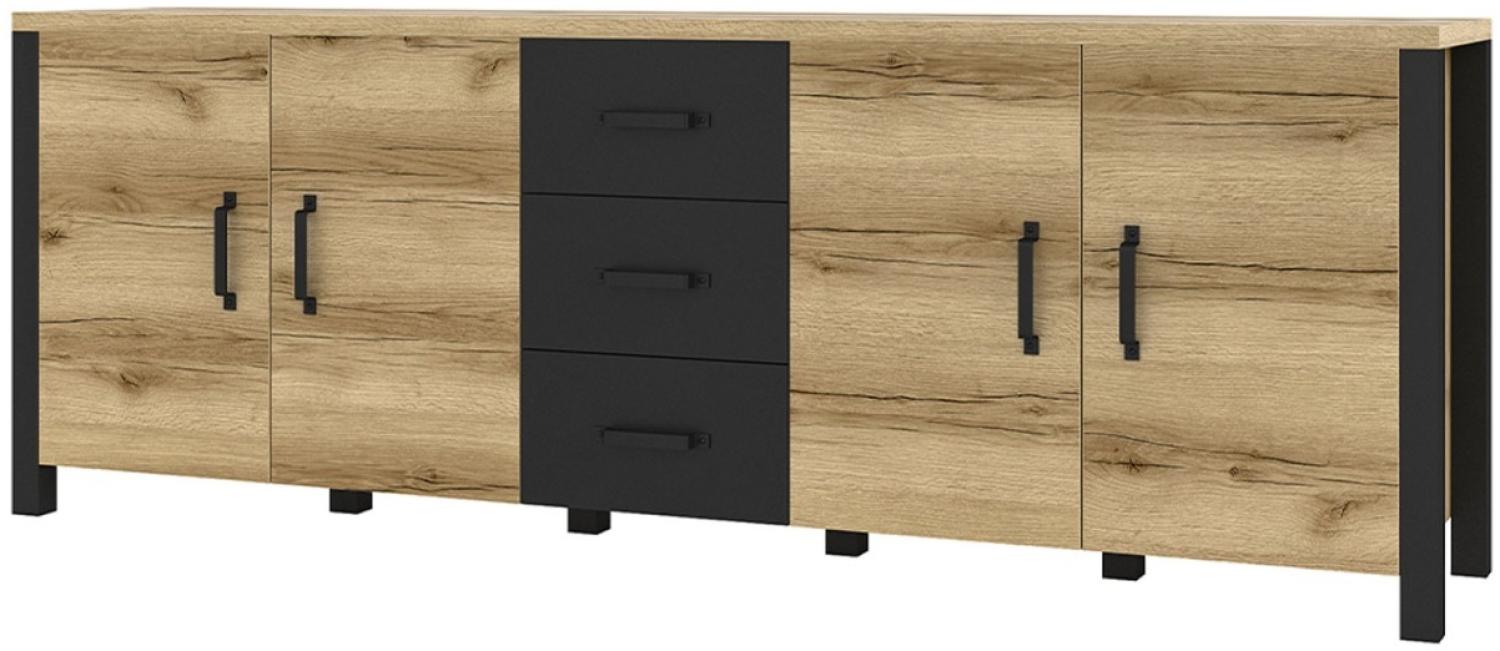 Sideboard Olin Kommode 220cm eichefarben Grand natur / schwarz supermatt Bild 1