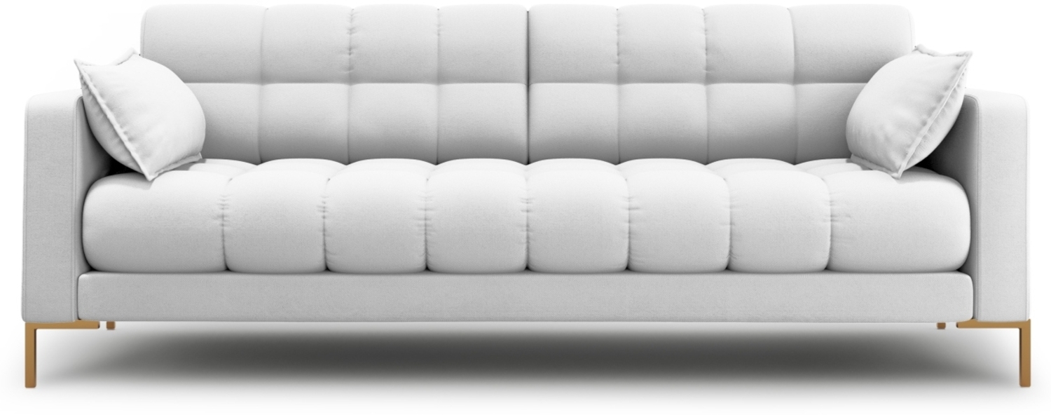 Micadoni Sofa Mamaia 4-Sitzer Strukturierter Stoff Hellgrau Metall Gold Bild 1