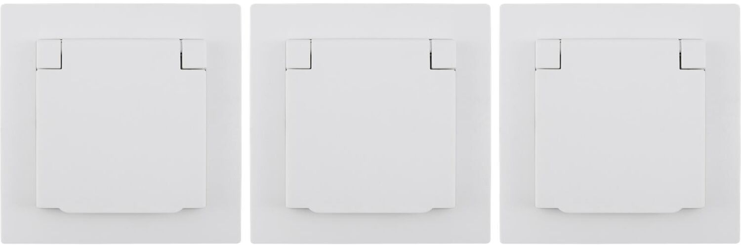 Schutzkontakt-Steckdose McPower ''Flair'', 250V~/16A, UP, IP44, weiß, 3er-Pack Bild 1