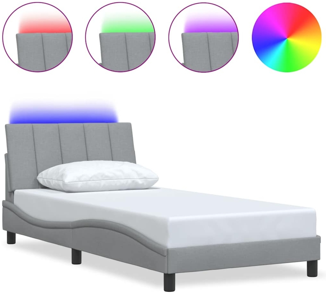 vidaXL Bettgestell ohne Matratze "Hanko" Hellgrau 100x200 cm Stoff 3310440 Bild 1