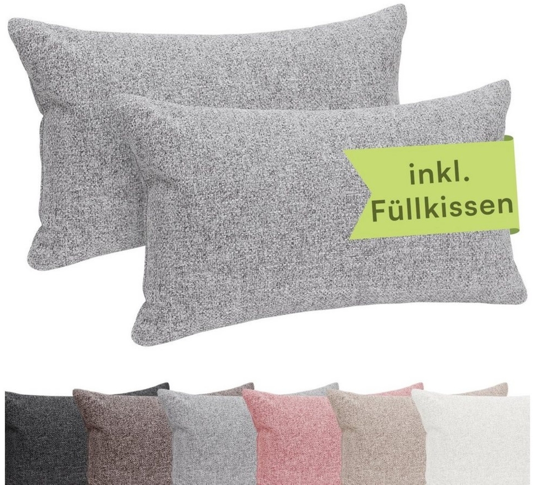 Selfitex Dekokissen 2er Set, 30x50/40x40/40x60/50x50 inkl. Füllkissen, Farben zur Auswahl, robuster Polsterstoffbezug mit weichen Füllkissen Bild 1