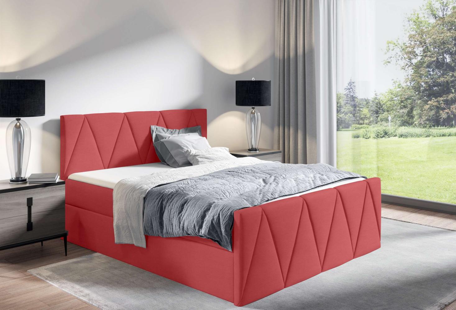 99rooms Ilsa Boxspringbett 160x200 cm Kunstleder SOFT Rot Bild 1