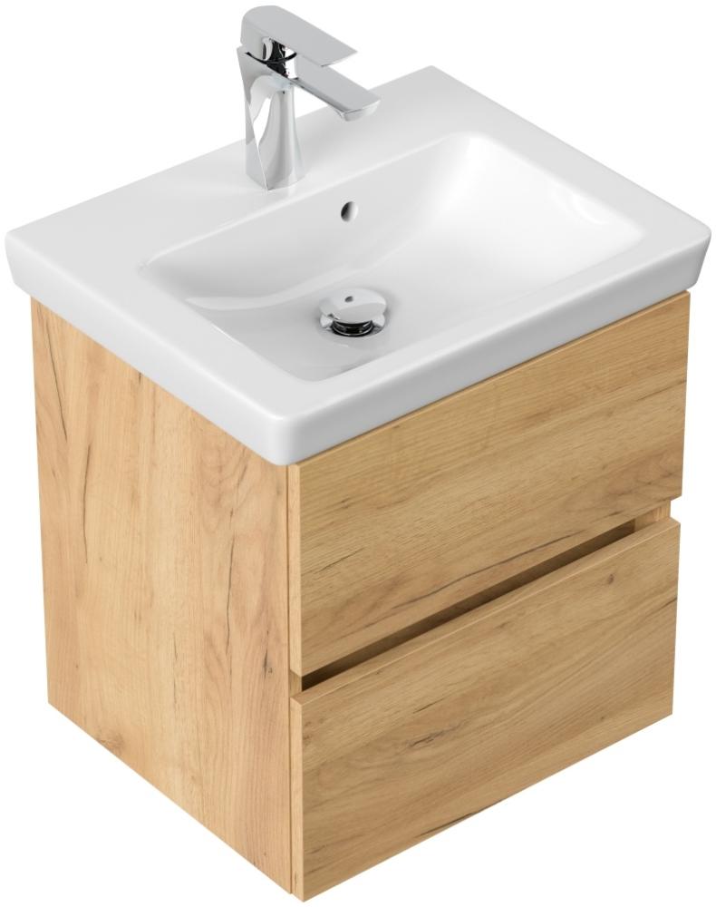 Badmöbel mit Villeroy & Boch Subway 2.0 Waschbecken 50 cm eiche gold : Eiche Gold Bild 1