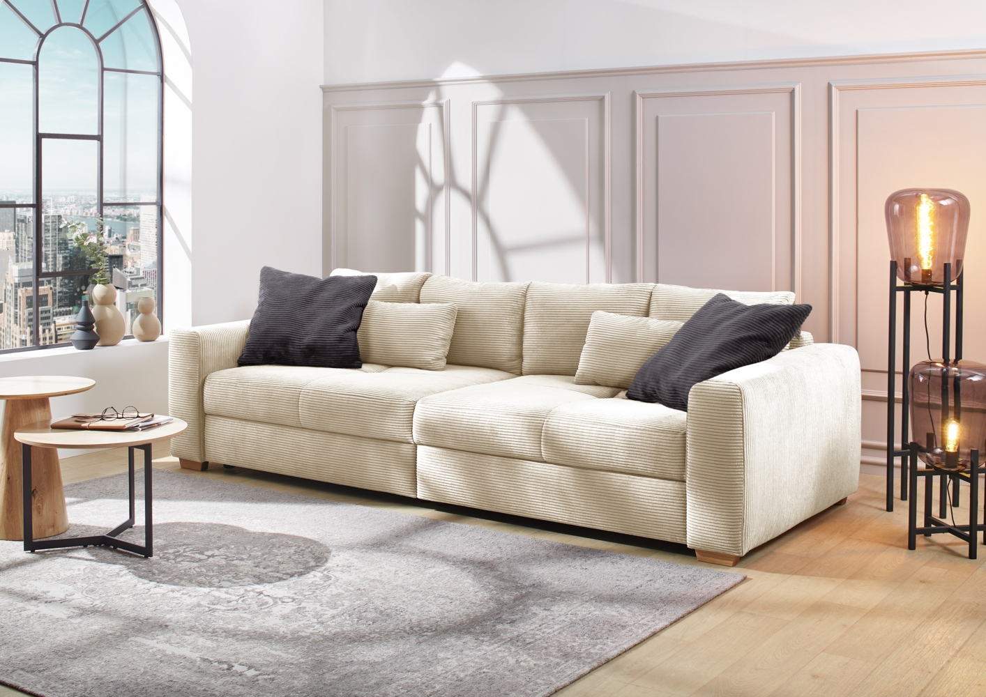 JOB 'Maxi' Big Sofa, Cord beige, 287 x 118 x 87 cm Bild 1
