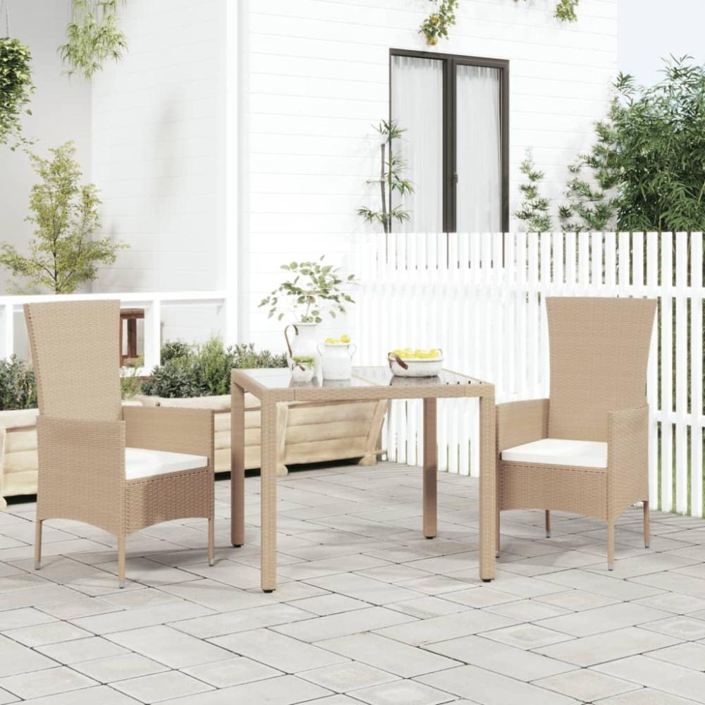 vidaXL Gartenstühle mit Kissen 2 Stk. Poly Rattan Beige 319532 Bild 1