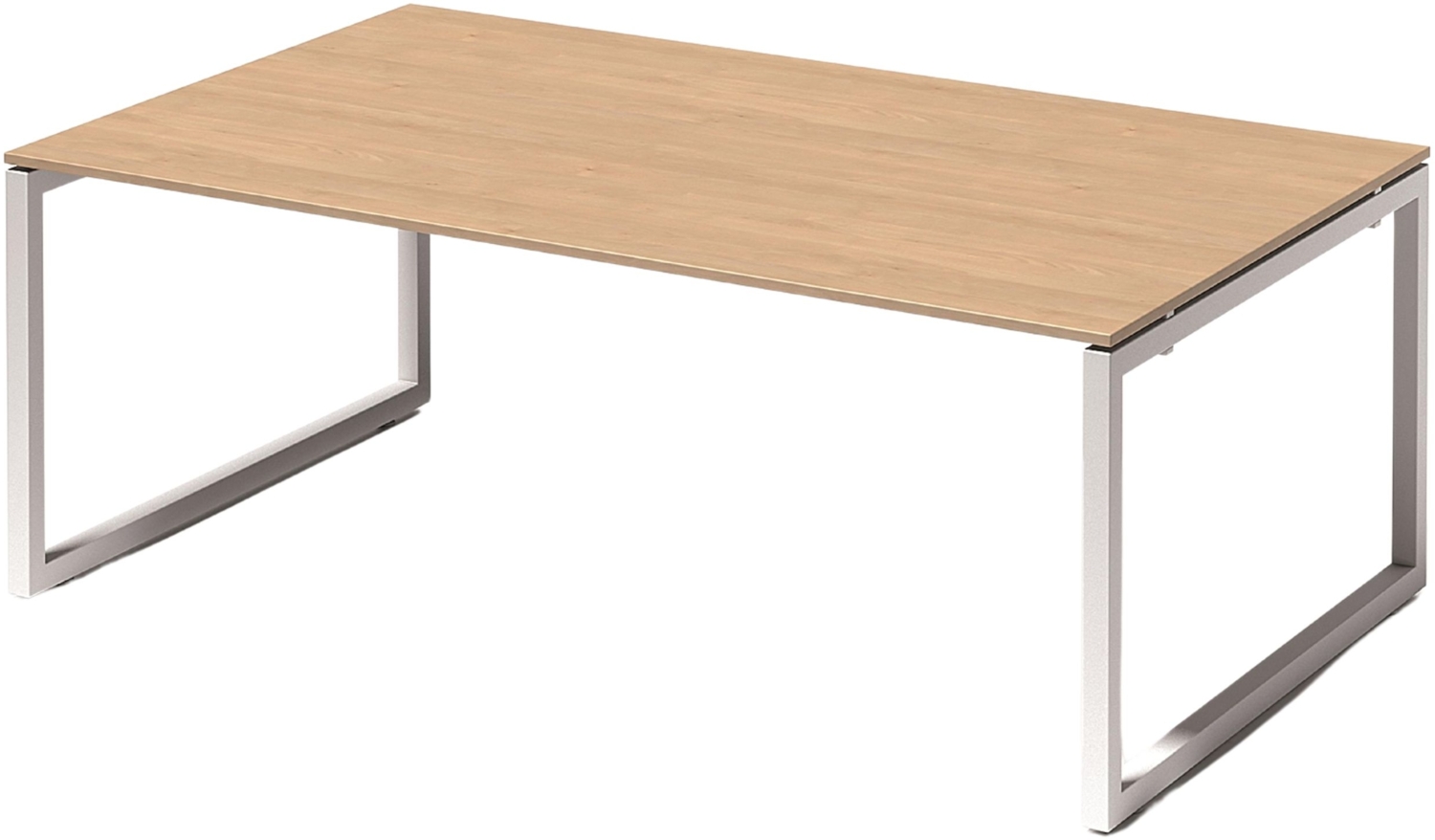 Bisley Cito Konferenztisch 200x120 cm, Tischplatte in Ahorn, O-Gestell in Weiß - Besprechungstisch & Meetingtisch, großer Chef Schreibtisch XXL-Tisch Konferenzraum Chefbüro, DOF2012-MP-396 Bild 1