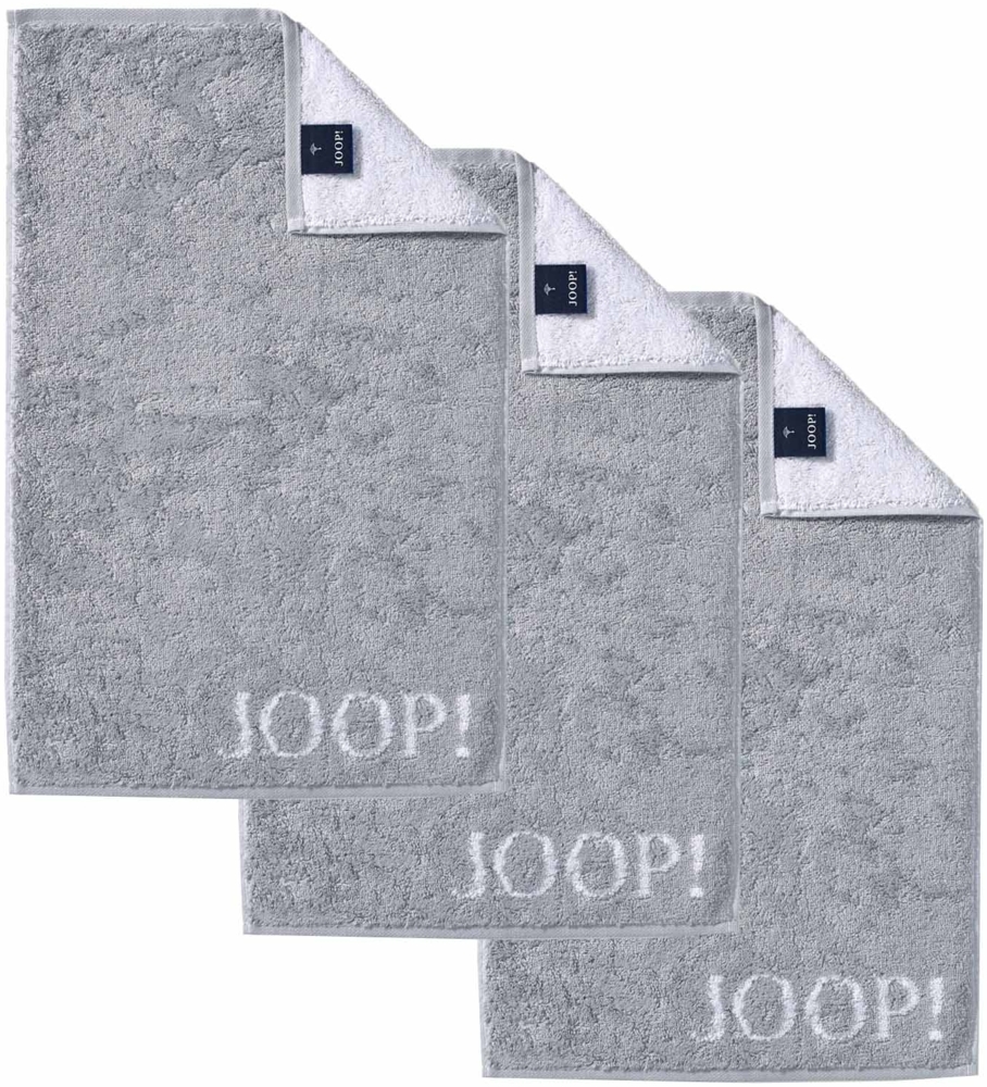 JOOP! Gästetuch Classic Frottierkollektion, 3er Pack - Walkfrottier Grau 30x50cm Bild 1