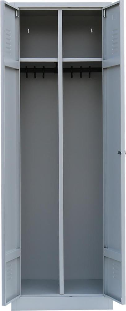 Komfort Einzel Spind Spint Stahl-Kleiderschrank für Schwarz-Weiss-Trennung mittig schließend Gaderobenschrank 2 türig 180 x 80 x 50cm grau/blau 515421 Bild 1