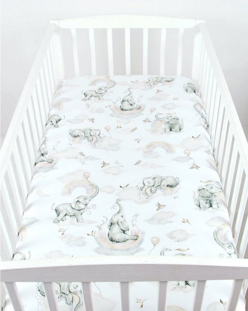 BabyLux Spannbettlaken SPANNBETTLAKEN 70x140 Spannbetttuch Baumwolle Kinder Baby Babybett, 127. Elefanten Beige Bild 1