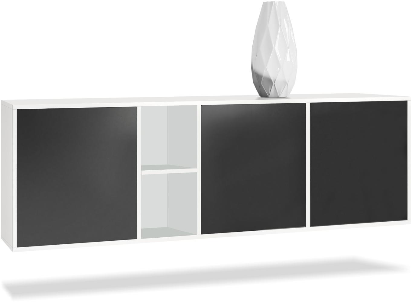 Vladon Kommode Cuba - Weiß matt/Schwarz matt - Modernes Sideboard für Ihr Wohnbereich - (BxHxT) 182 x 53 x 35 cm Bild 1