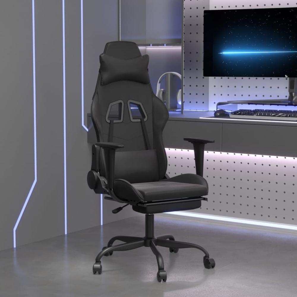 vidaXL Gaming-Stuhl mit Massage & Fußstütze Schwarz Kunstleder 345419 Bild 1