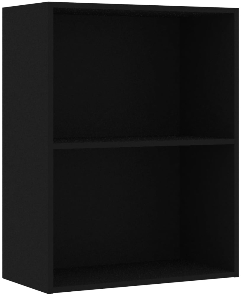 vidaXL Bücherregal 2 Fächer Schwarz 60 x 30 x 76,5 cm Spanplatte Bild 1