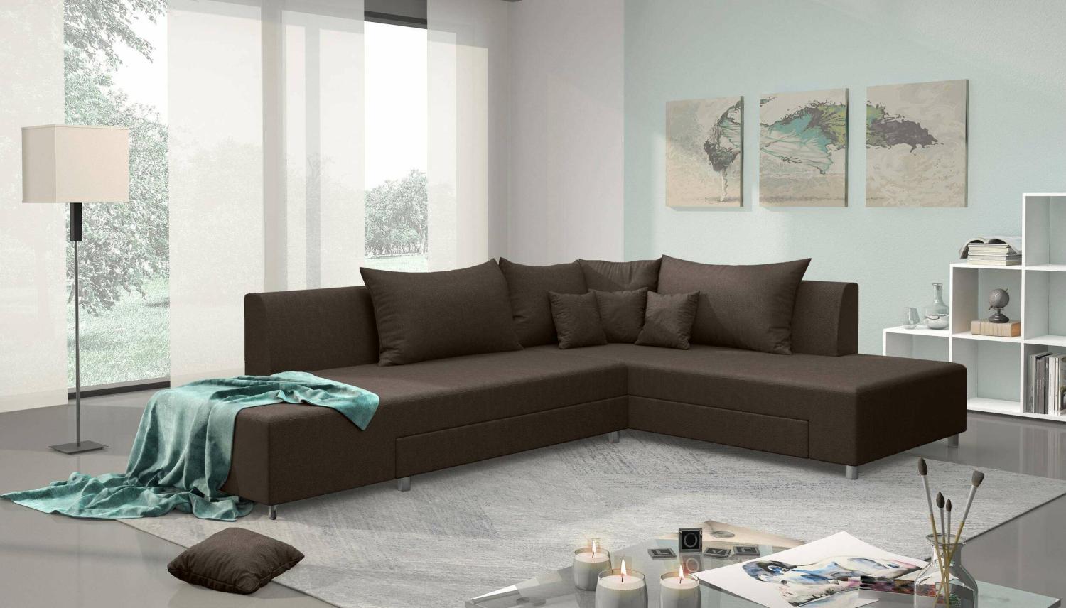 Stylefy Livia Ecksofa Braun Velours Bild 1