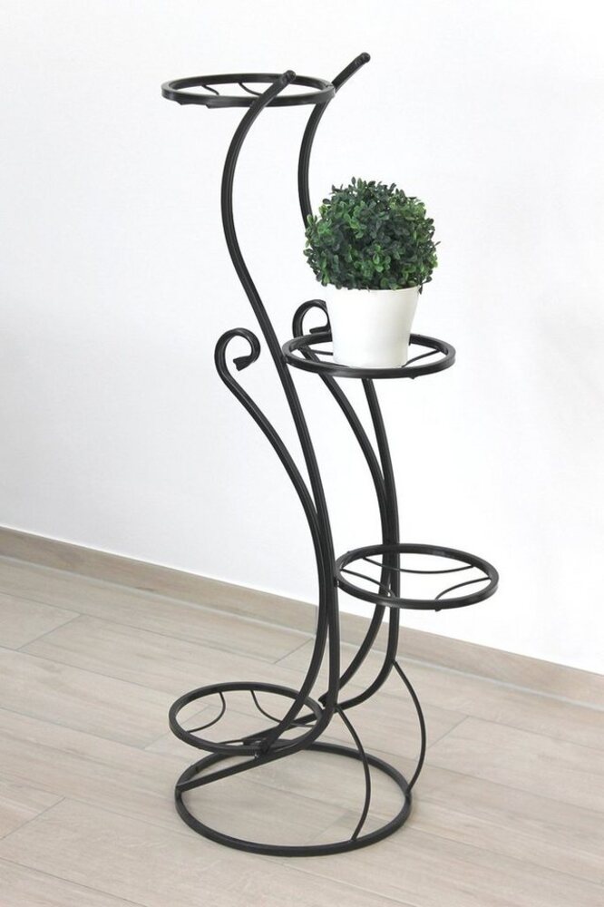 DanDiBo Blumenständer Metall Schwarz 96 cm Blumentreppe mit 4 Ablagen KW410, Blumensäule Pflanzensäule Pflanzenständer Bild 1