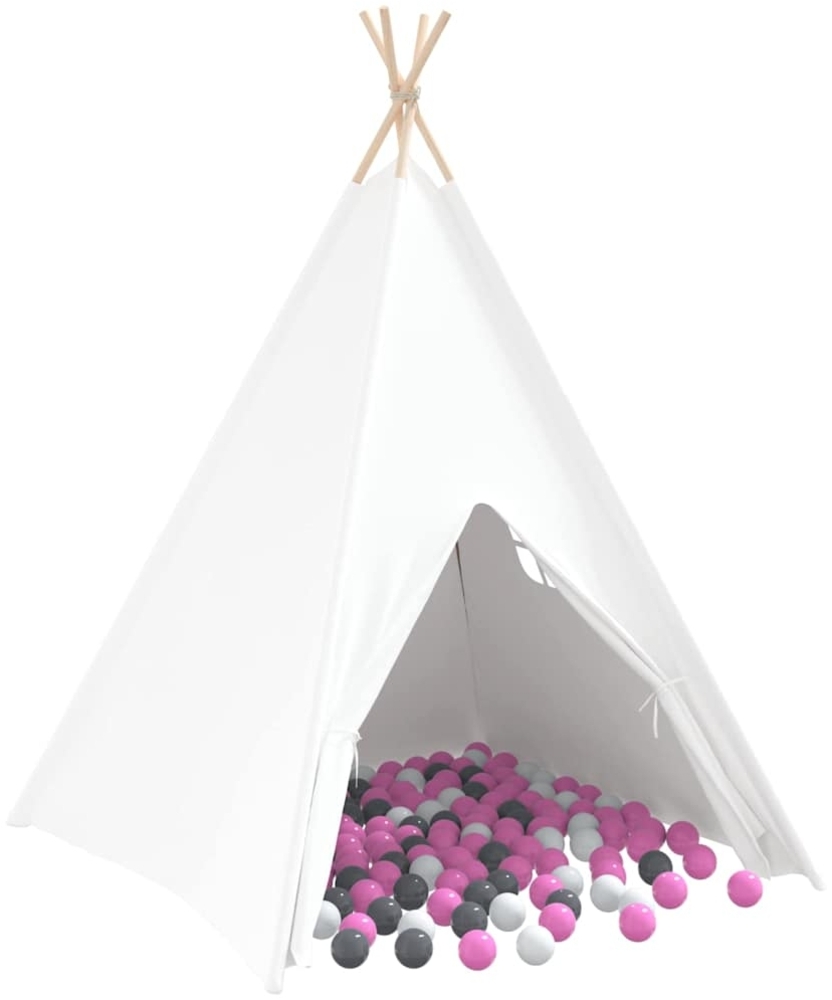 vidaXL Teepee Zelt Weiß 120 x 120 x 150 cm Stoff und Kunststoff 3385872 Bild 1
