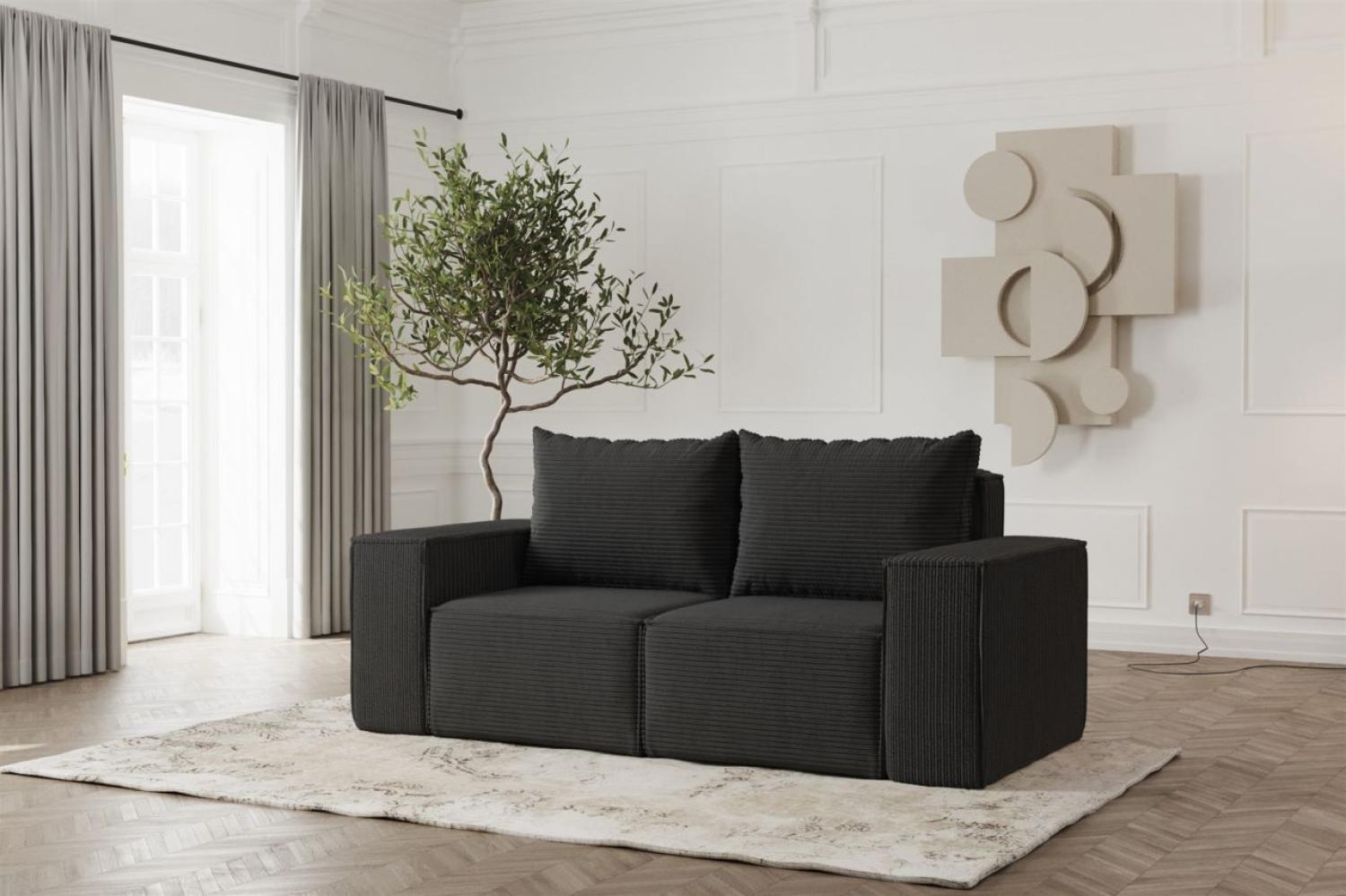 Sofa Designersofa ESTELLE 2-Sitzer in Stoff Poso Schwarz Bild 1