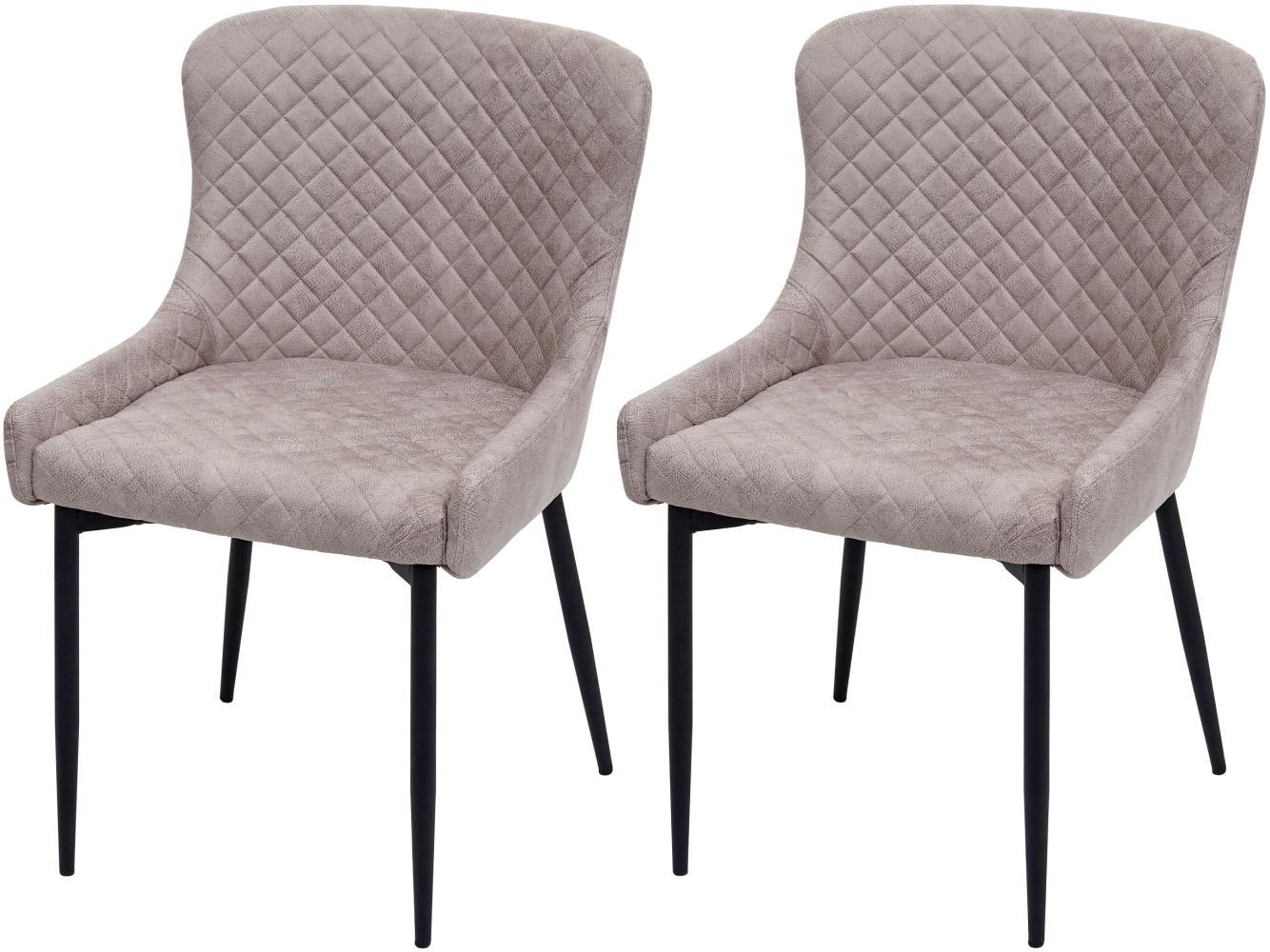 2er-Set Esszimmerstuhl HWC-H79, Küchenstuhl Lehnstuhl Stuhl, Vintage Metall ~ Stoff/Textil grau Bild 1