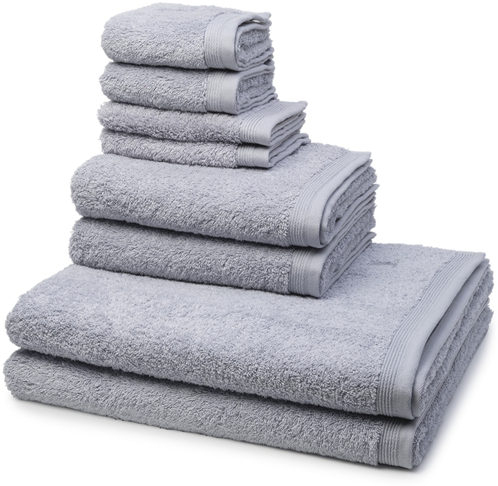 Möve Superwuschel 8 tlg. Frottier-Set - 2 X Handtuch (50 X 100cm), 2 X Duschtuch (80 X 150cm), 2 X Gästetuch (30 X 50cm), 2 X Seiftuch (30 X 30cm) - 520 g/m2 - Silver Bild 1