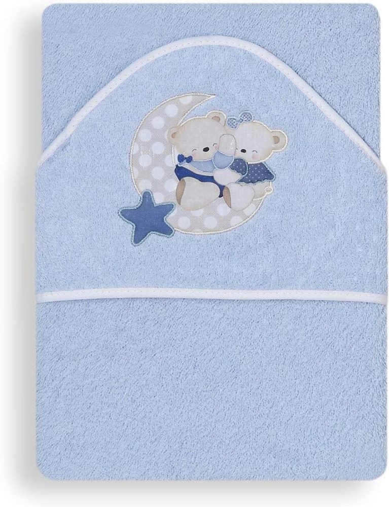 Interbaby 01145-01 Baby Kapuzenbadetuch OSITO AMOROSO blau, Blau Bild 1