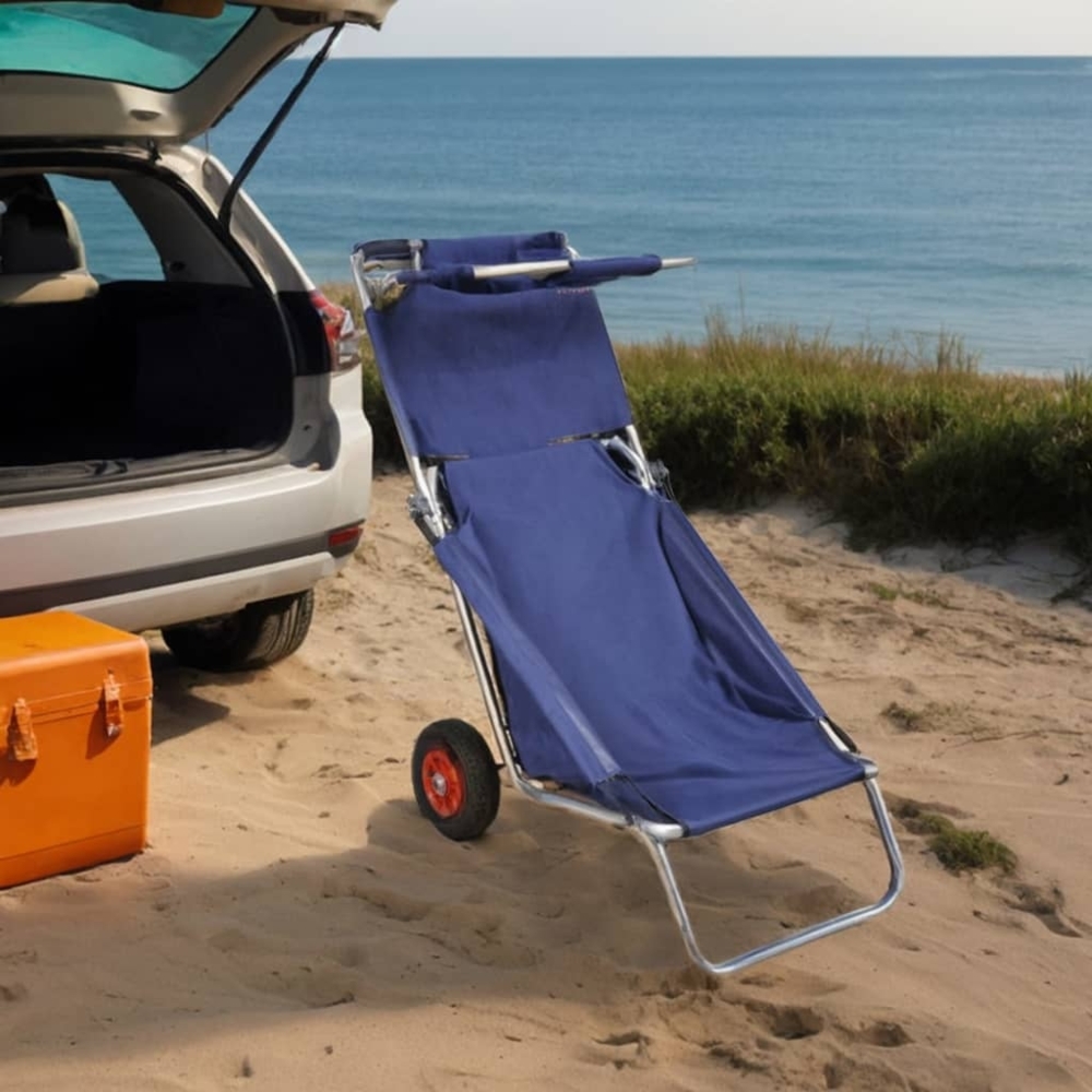 vidaXL Strandwagen mit Rädern Tragbar Klappbar Blau 90446 Bild 1