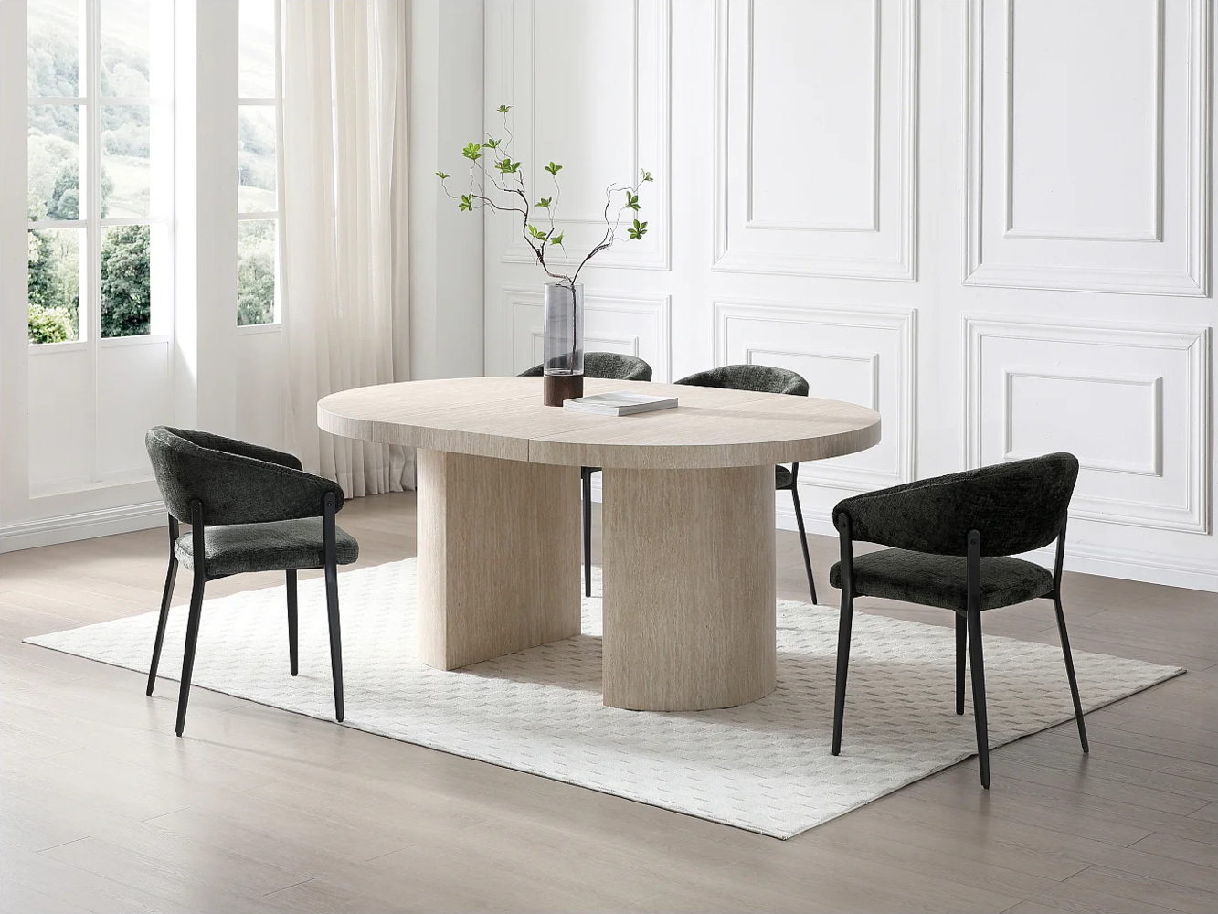 Vente-unique - Stuhl mit Armlehnen 6er-Set - Stoff & schwarzes Metall - Grün - AVRELA Bild 1