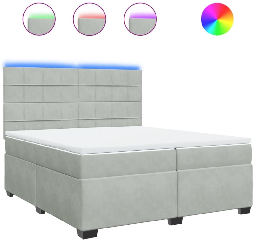 vidaXL Boxspringbett mit Matratze Hellgrau 200x200 cm Samt 3293302 Bild 1