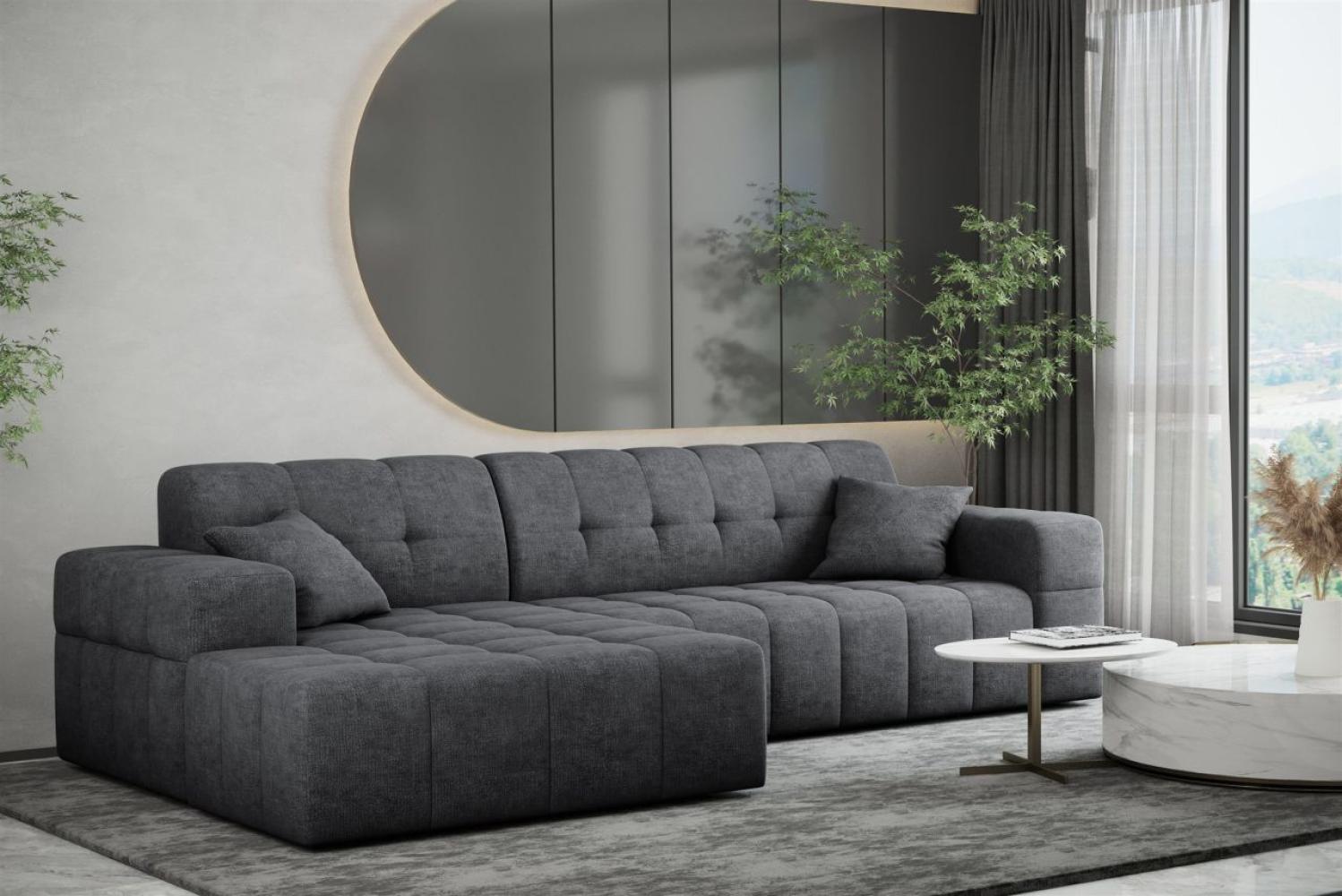 Ecksofa Designersofa NANCY in Stoff Perfekt Harmony Anthrazit Ottomane Links Bild 1