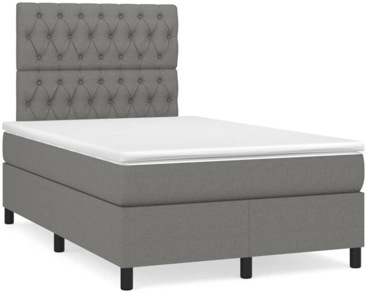 vidaXL Boxspringbett mit Matratze Dunkelgrau 120x190 cm Stoff 3269903 Bild 1