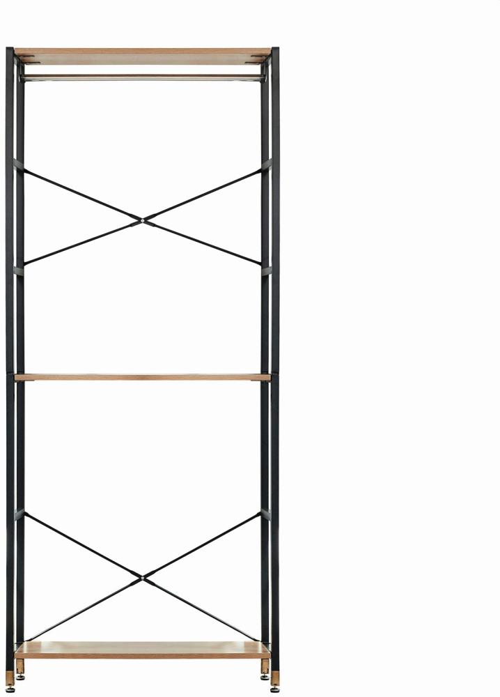 Regal breit MDF Akazie-Dekor Stahl Schwarz 3 Regalböden Bild 1