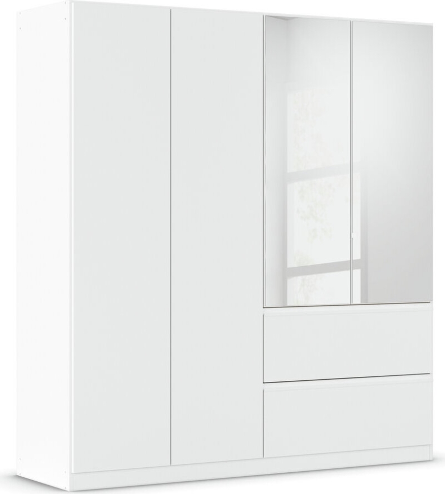 rauch 'Joel' Kleiderschrank, 4-türig, mit Spiegel, 2 Schubladen, push-to-open, mit 2 Kleiderstangen und 2 Einlegeböden, Farbe Weiß, 181 x 197 x 54 cm Bild 1