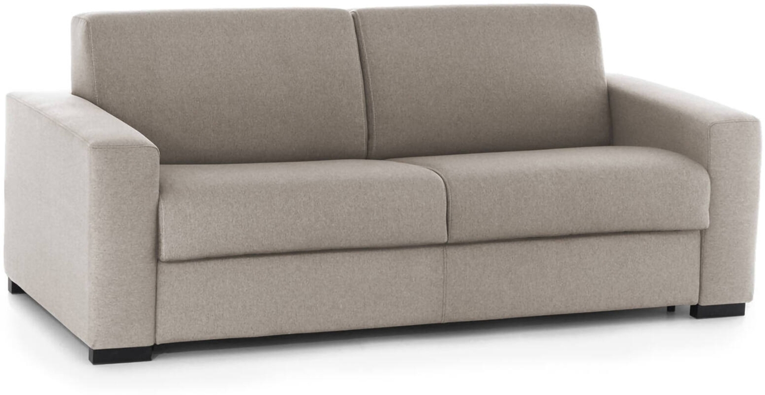 Dmora 3-Sitzer Schlafsofa Estia, Wohnzimmersofa mit drehbarer Öffnung aus gepolstertem Stoff, Standardarmlehnen, 100 % Made in Italy, cm 220x95h90, Taupe Bild 1