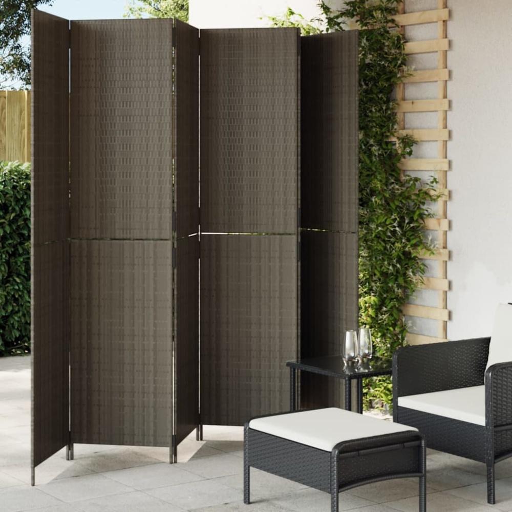vidaXL Paravent 6-tlg. Grau Poly Rattan 365370 Bild 1